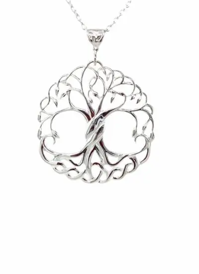 Large Sterling Silver Swirling Tree of Life Pendant 